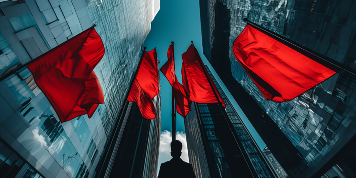 A chart showing 5 common red flags in merchant cash advances, including hidden fees and high repayment rates