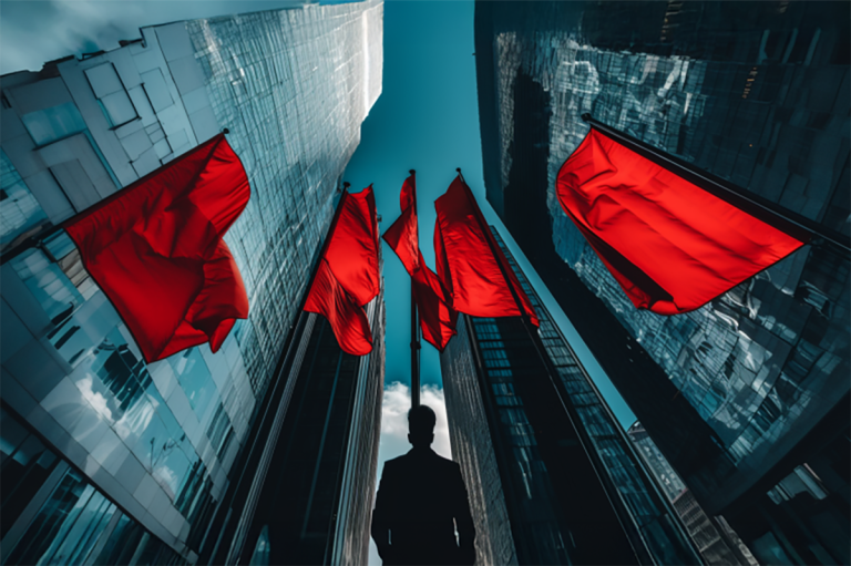 A chart showing 5 common red flags in merchant cash advances, including hidden fees and high repayment rates